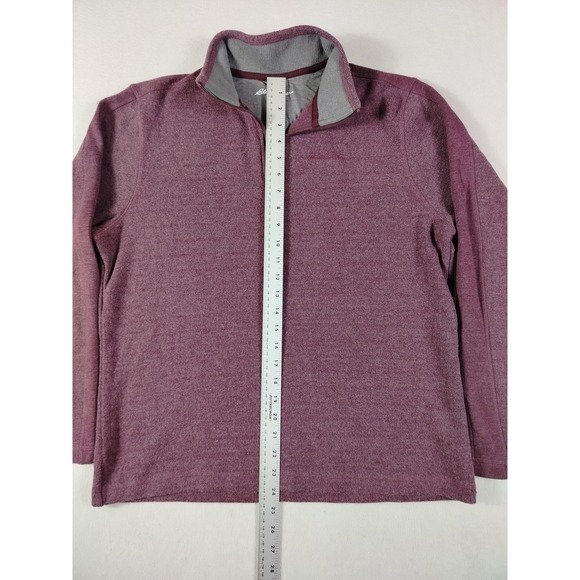 Eddie Bauer Sweater Mens Medium Purple 1/4 Zip Mock Neck Fleece Cabinecore - Picture 7 of 10